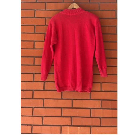 VTG Moon Sta by P Galli Designs Red Embellished Mock Neck Sweater Size - Picture 7 of 8